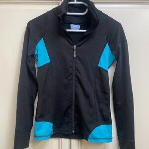 Yogini Girls Zip-Up Athletic Jacket Black & Teal - Size 8 or 10